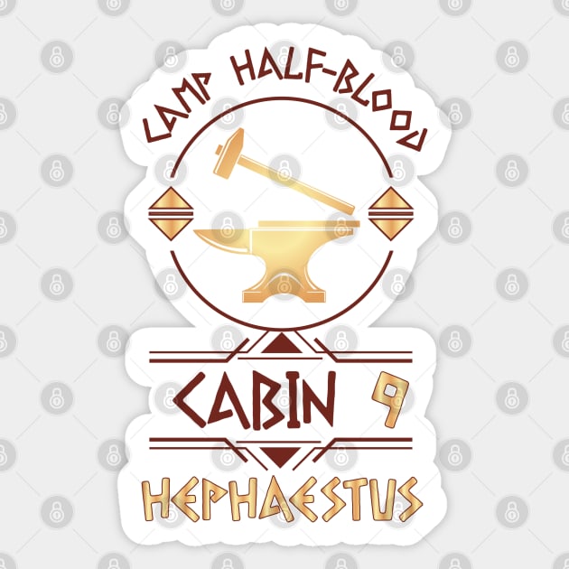 Cabin #9 in Camp Half Blood, Child of Hephaestus – Percy Jackson inspired design Sticker by NxtArt